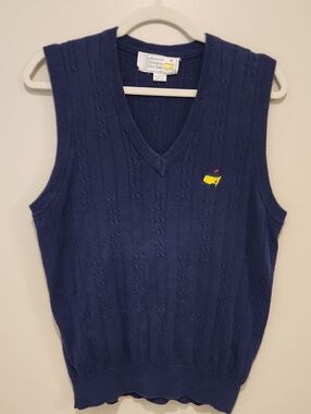 Vintage Masters Golf Cable Knit Vest Navy Augusta National Golf Shop size Medium